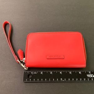 Red leather Vera Bradley wristlet zip wallet